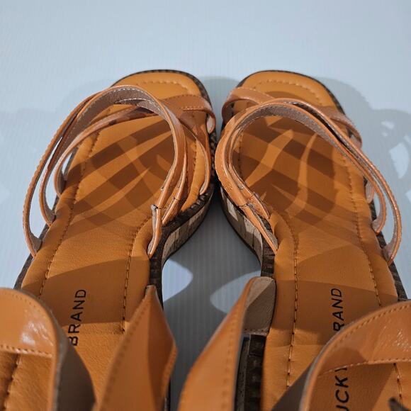 Lucky Brand Taiza Platform Sandal Womens 10 Orange Leather Cork Block Heel NEW - Picture 9 of 12